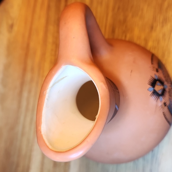5in Vintage from the 90s Pottery Pitcher Aztec Southwest Pottery Jug Vessel - Picture 3 of 6